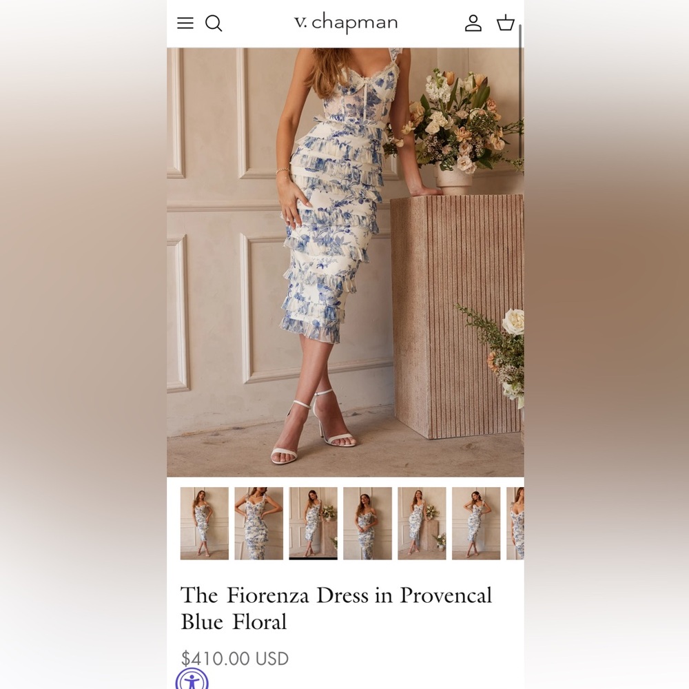 V. Chapman The Fiorenza Dress in Provenca Blue Floral